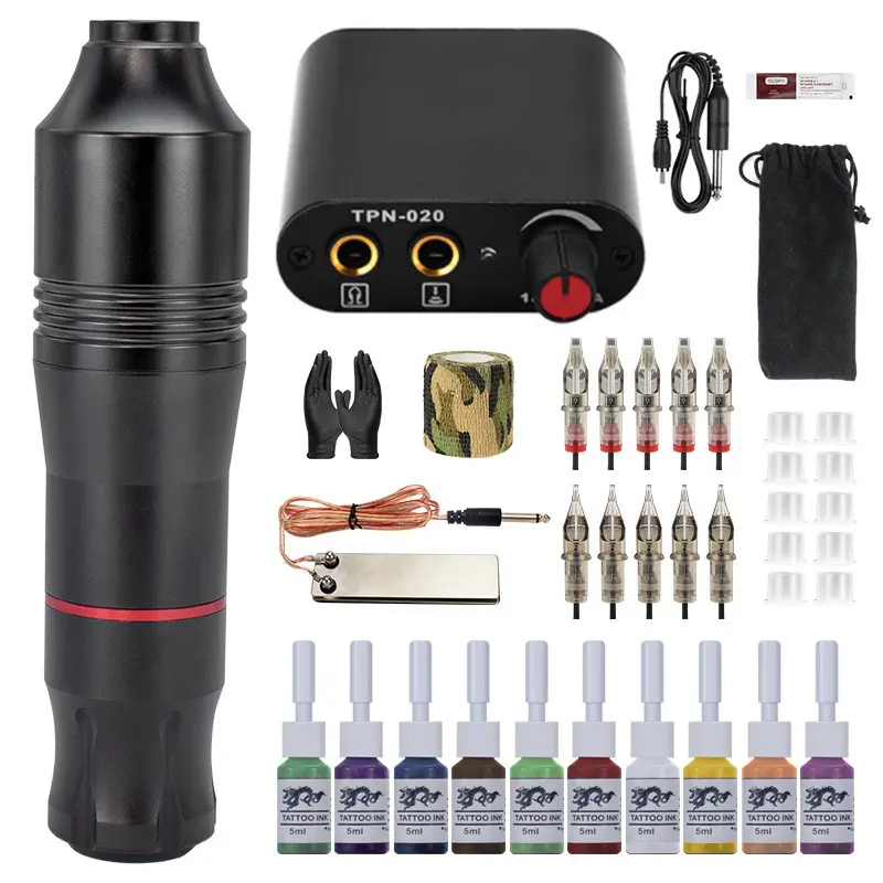 Venta caliente Black Tattoo Set Tattoo Venta al por mayor Dual Machine Tattoo Equipment Coil