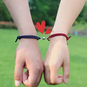 Großhandel Freundschaft paare Magnet armband Paar Familie verstellbare handgemachte Schnur Beziehung Armbänder