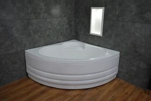 Baignoire élégante blanche à coins arrondis avec panneau frontal incurvé et finition acrylique contemporaine - Product Image 6