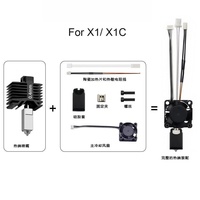 Kit Hotend Baja Keras 0.2/0.4/0.6/0.8mm untuk Bambu Lab X1C, Seri P1, Rakitan Nozzle Baja Tahan Karat X1&P1