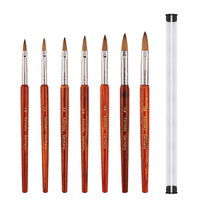 Pur 100% Konlinsky brosse à ongles manche en bois rouge colle mélange acrylique Gel stylo brosse personnalisation Nail Art manucure stylo rond brosse