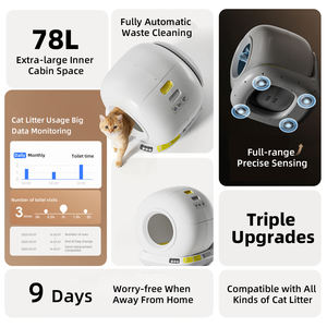 Caja de arena para gatos OEM de 78L, automática, autolimpiable, con control por aplicación Tuya, manos libres, silenciosa, tamaño pequeño - Product Image 5