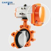 Vanne papillon pneumatique à joint wafer CF8 en acier inoxydable 304, double action, joint souple EPDM, ANSI 150LB DN40-DN1200, personnalisable OEM