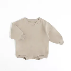 Fabbrica ricamo personalizzato French Terry Baby Boys pagliaccetti bambino cotone organico in pile manica lunga neonate vestiti tuta