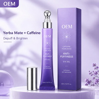 Crème Contour des Yeux Hydratante et Éclaircissante au Collagène et Yerba Maté, Anti-rides et Anti-poches, Sans Parfum, Marque Blanche