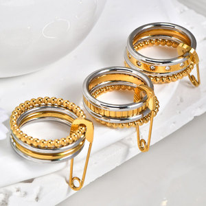 แหวนกันน้ำไม่หมอง 14k 18k ชุบทอง PVD แฟชั่น แหวนสแตนเลส 316L ประดับเพชรซิคอนสำหรับผู้หญิง - Product Image 3