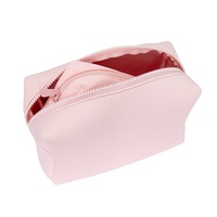 Sac à cosmétiques rose pâle à fermeture éclair, trousse de toilette élégante, étanche en PU, organiseur de maquillage avec logo personnalisé pour les voyages