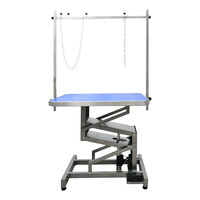Table de toilettage pour chien à double bras LT-1411H, écologique, en acier inoxydable et bois, pour le soin des animaux et l'élimination des poils