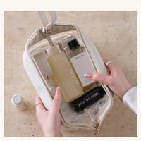 Trousse de toilette double couche imperméable en PVC PU avec logo personnalisé Trousse de maquillage de luxe pour femmes Trousse de cosmétique transparente pour le voyage des filles