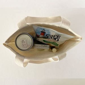 Bolsas de tela de lona extra pequeñas de 12 oz al por mayor, bolsas de algodón en blanco para regalo, recuerdo de boda, con asa tejida - Product Image 2