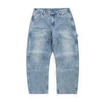Jean en denim délavé vintage pour homme, coupe baggy, coupe droite, en coton épais, style streetwear