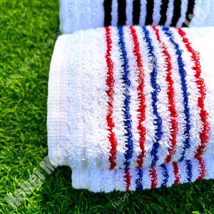Serviette de golf rayée grande taille en coton éponge avec logo personnalisé - Product Image 3