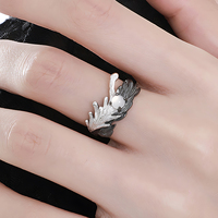 Bagues en agate à ailes martelées fines pour femmes, argent sterling 925, bague ajustable en pierres précieuses, bijoux personnalisés