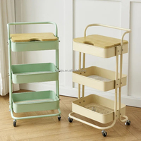 Support rotatif carré d'aide au stockage domestique 2-5 couches chariot de stockage de légumes de cuisine utilitaire chariot à peinture en acier au carbone