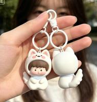 Llavero de PVC con diseño de zorro kawaii en 3D, personalizado, de alta calidad, con impresión de troquelado, flexible, ecológico, venta directa de fábrica