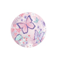 Ensemble de couverts jetables à thème fée papillon Fournitures de décoration pour fête d'anniversaire de vacances Assiette en papier Tasse Drapeau Ensemble de serviettes