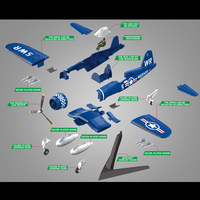 Kit de modèle en plastique d'avion de chasse F4u Corsair à l'échelle 1/48, avec support d'exposition, avion miniature de l'armée de l'air, éducatif