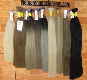 Extensions de cheveux humains vietnamiens en vrac, cuticules alignées, mèches de cheveux vierges Remy bruts, doux, soyeux et lisses, pour salon, vente en gros, OEM - Product Image 5