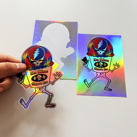 Autocollants en vinyle holographique découpés sur mesure, impression de logo personnalisée, imperméables, autocollants holographiques brillants