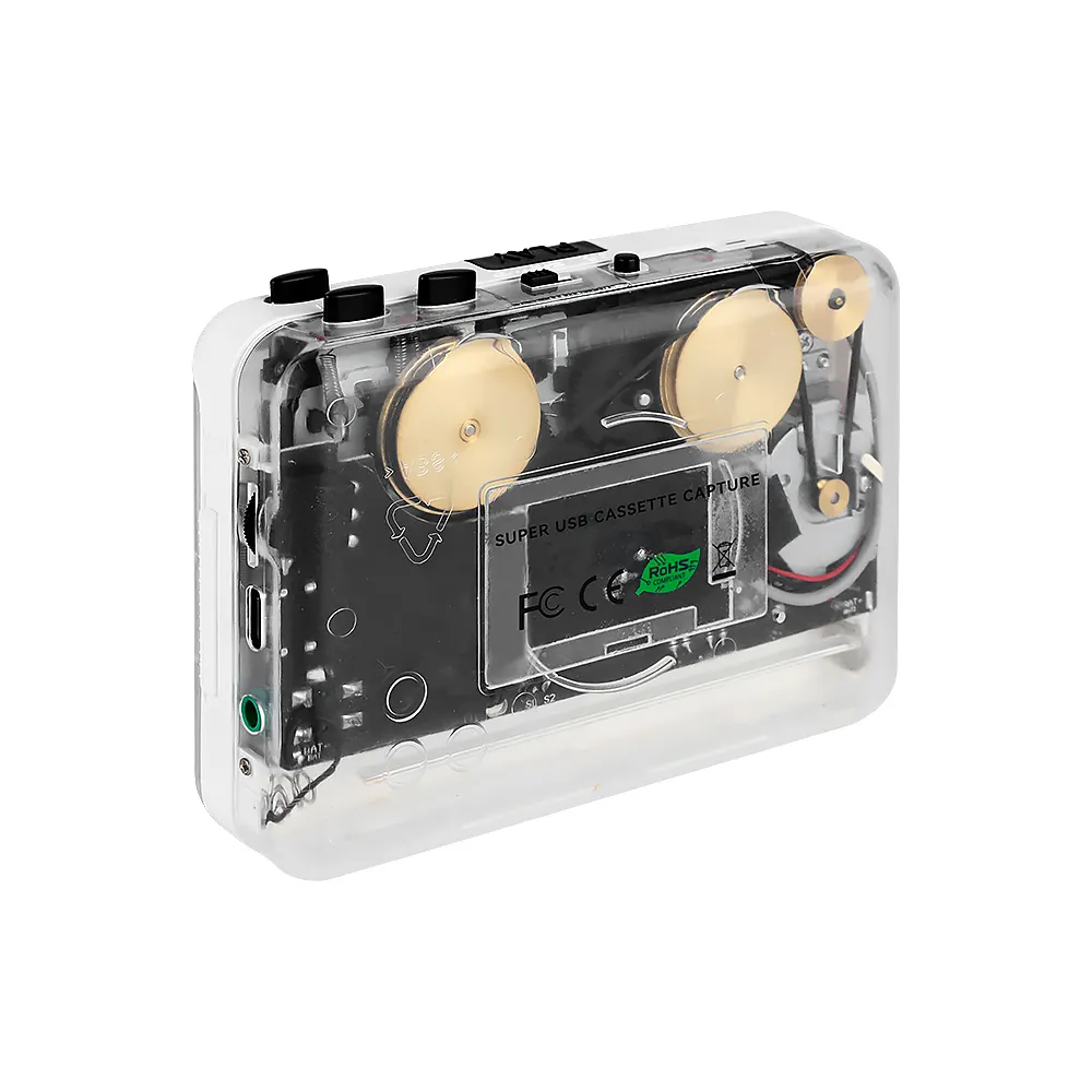 Nouvel arrivage de cassette classique transparente personnalisée de haute qualité vers MP3 convertisseur de cassette audio stéréo baladeur