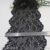 Tissu français de dentelle de Chantilly noir de haute qualité de prix usine pour la robe de dames
