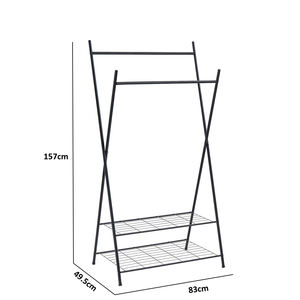 Appendiabiti classico nero più venduto due binari Percheros de Metal Para Ropa appendiabiti con porta oggetti e scaffali - Product Image 3