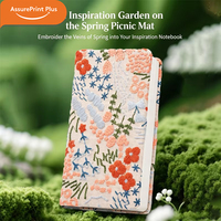 Carnet de poche A6 en lin brodé floral 3D, journal de voyage, marque-page en ruban, logo personnalisé, papeterie cadeau recyclable en tissu