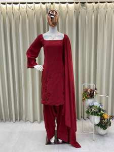 Costume Salwar Farsi trois pièces très tendance, broderie traditionnelle, travail de séquence, soie crêpe de haute qualité, toutes saisons, fête rapide - Product Image 3