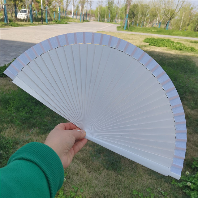 23CM Long White Schima Superba Wooden Wedding Fan with Semi-Circle Shape-Now