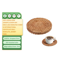 Posavasos Redondos de Mimbre Tejido Natural, Resistentes al Calor, para Decoración del Hogar y Protección de la Mesa