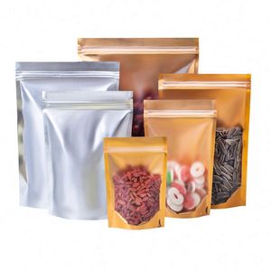 Bolsa de Mylar con Cierre de Aluminio y Tres Lados Sellados, Dorado Mate, con Logotipo Personalizado, Precio de Fábrica, 14X20cm, Paquete Promocional - Product Image 1