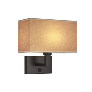 Aplique rectangular de estilo nórdico E27 Base Lámpara de mesa de tela Lámpara de pared de cabecera de hotel - Product Image 5