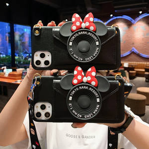 Dessin animé caméra téléphone sac Silicone bandoulière Sling <span class=keywords><strong>Mickey</strong></span> <span class=keywords><strong>portefeuille</strong></span> étui de téléphone pour Iphone 15 14 Plus 13 Pro Max 12 11 Xr couverture arrière - Product Image 2