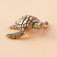 Artisanat fait à la main en laiton pur ornement de tortue antique pour la décoration de la maison et du bureau