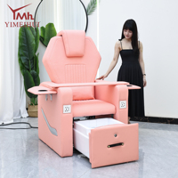 Fauteuils de pédicure roses avec pompe de vidange, chaise de manucure spa professionnelle de luxe confortable, fournisseur pour salon de manucure