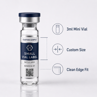 Étiquettes personnalisées pour flacons de peptides de 3 ml, autocollants imperméables en PET pour petits flacons en verre, impression en rouleau pour l'emballage d'échantillons cosmétiques