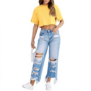 Camiseta Corta de Estilo Urbano para Mujer, Transpirable, de Algodón, Holgada, Informal, para Ropa de Calle - Product Image 5