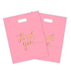 Factory Price Custom logo Printed Retail Black <b>pink</b> Plastic Small Business Supermarket Packaging Shopping <b>Bag</b> Thank You <b>Bags</b> - Product Image 1