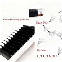 Everrich Custom 3D 4D 5D Cils Auto Blooming Matte W Weave Lash Extension Trays Crisscross YY W Clover Eyelash Extension
