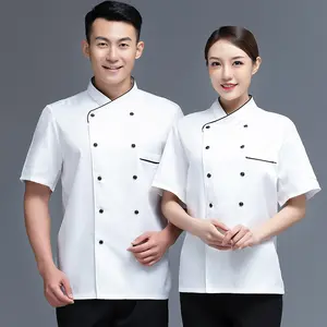 Vêtements <span class=keywords><strong>de</strong></span> travail <span class=keywords><strong>de</strong></span> chef d'hôtel Vêtements <span class=keywords><strong>de</strong></span> travail d'été à manches courtes pour hommes et femmes Restauration Boulangerie Pâtisserie <span class=keywords><strong>Cuisine</strong></span> Vêtements <span class=keywords><strong>de</strong></span> travail Logo brodé - Product Image 5