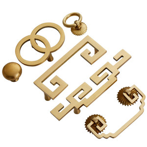 Lcedis Chinese Style Brass Cabinet Handles Ring Shape Single Hole Furniture Hardware Durable Cabinet Door <b>Knobs</b> - Product Image 3