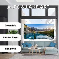 Modern büyük manzara Alps dağ güneş ışığı orman ve göl duvar tuvali sanat doğa resimleri kristal porselen çerçeve