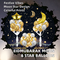 Ballon en aluminium motif cercle de lune pour décorations EIDMUBARAK, impression couleur modèle 1, ambiance du festival Gurbang