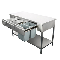 Hotels Restaurant Équipement de cuisine Table de travail en acier inoxydable avec 3 tiroirs