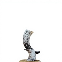 Corne à boire Viking Dragon avec support, en corne de buffle polie, étanche, décoration d'intérieur, cadeau pour lui