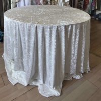 S011-132" 120" Nappe Ronde en Velours Écrasé Uni Violet, Bleu Royal, Blanc, Bleu, Noir pour Mariage