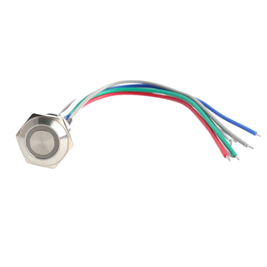 Interruptor ultrafino corto de acero inoxidable de 16/19/22/25/30mm con cable impermeable, Mini interruptores momentáneos de botón pulsador de Metal negro - Product Image 1