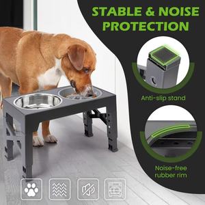 Yeni sürüm özel yükseltilmiş paslanmaz çelik yem kasesi kolay temiz köpek yavruları ve yaşlı köpekler için yükseltilmiş köpek besleyicileri - Product Image 3