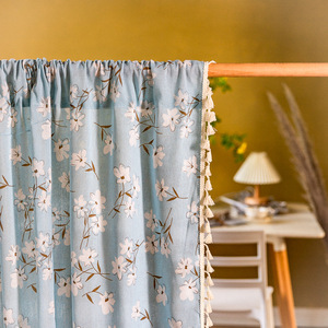 Blu americano, con stampa floreale, tenda <span class=keywords><strong>da</strong></span> finestra in lino, Non perforata, Semi-oscuramento <span class=keywords><strong>per</strong></span> la <span class=keywords><strong>cucina</strong></span>, rifinito con nappe - Product Image 6