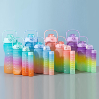 Botol Minum Motivasi 4in1 Laris Manis, Set Botol Air Motivasi 4pcs dengan Pegangan